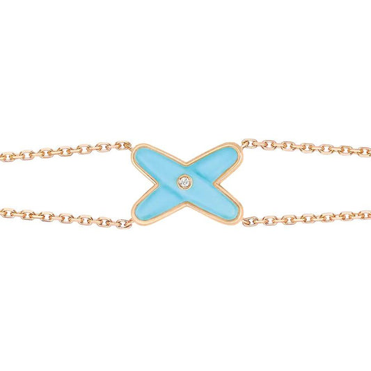 [Lumi Jewels]JEUX BRACELET TURQUOISE PINK GOLD 1 DIAMOND