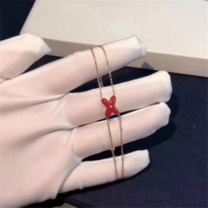 [Lumi Jewels]JEUX BRACELET CARNELIAN PINK GOLD 1 DIAMOND