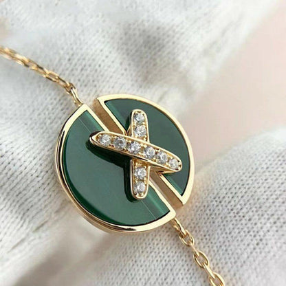 [Lumi Jewels]JEUX DE BRACELET MALACHITE PINK GOLD DIAMONDS