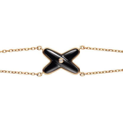 [Lumi Jewels]JEUX BRACELET ONYX PINK GOLD 1 DIAMOND