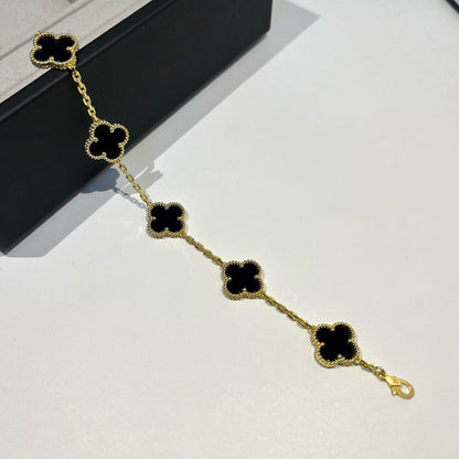 [Lumi Jewels]CLOVER  5 MOTIFS BLACK ONYX BRACELET