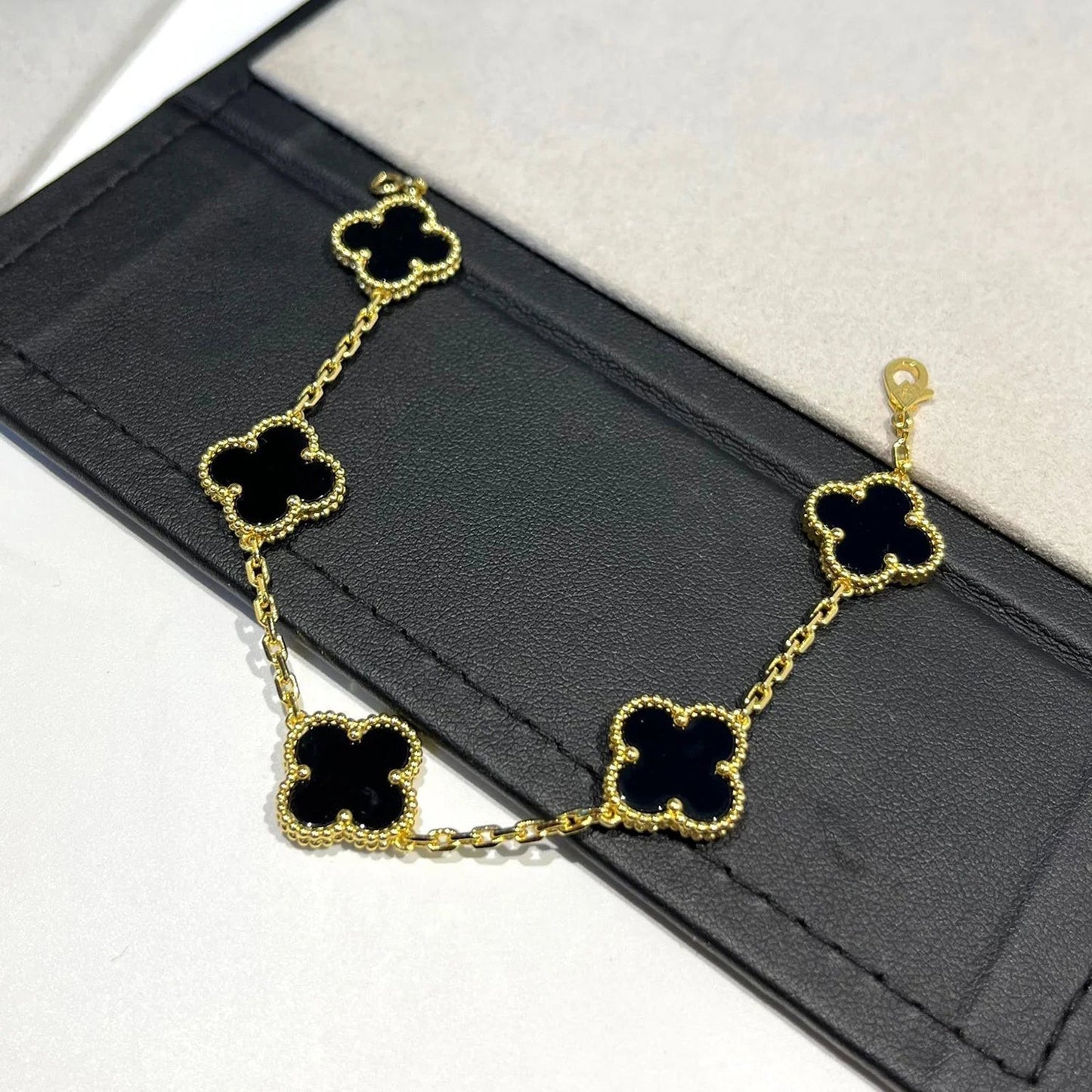 [Lumi Jewels]CLOVER  5 MOTIFS BLACK ONYX BRACELET
