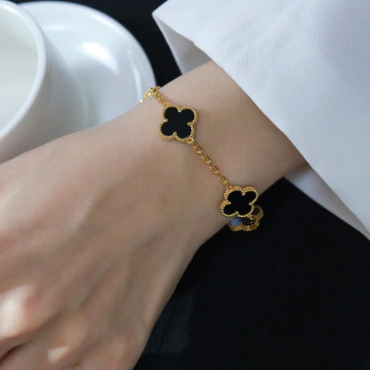 [Lumi Jewels]CLOVER  5 MOTIFS BLACK ONYX BRACELET