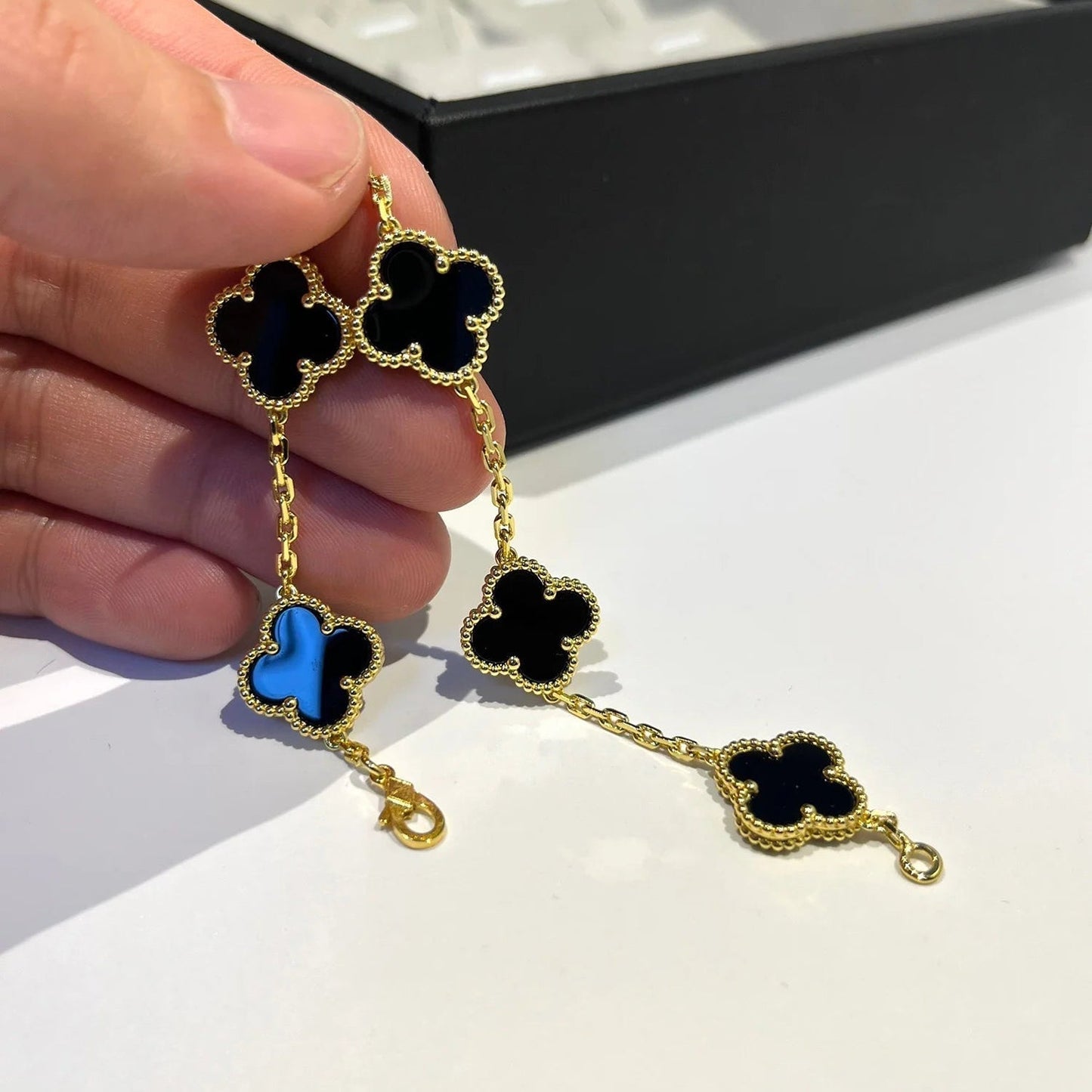 [Lumi Jewels]CLOVER  5 MOTIFS BLACK ONYX BRACELET