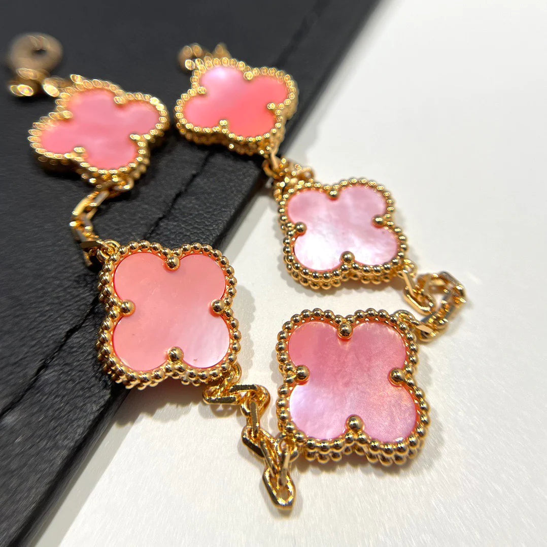 [Lumi Jewels]CLOVER 5 PINK MOP BRACELET