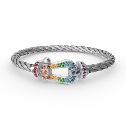 [Lumi Jewels]FORC LARGE HORSESHOE  COLORED DIAMOND BRACELET SILVER