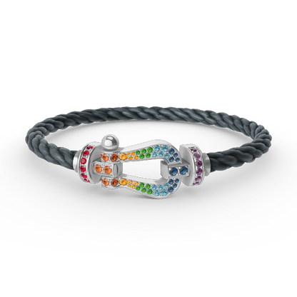 [Lumi Jewels]FORC LARGE HORSESHOE  COLORED DIAMOND BRACELET SILVER