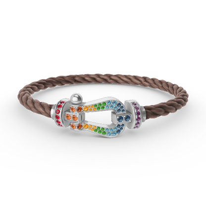 [Lumi Jewels]FORC LARGE HORSESHOE  COLORED DIAMOND BRACELET SILVER