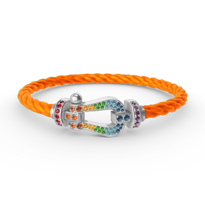 [Lumi Jewels]FORC LARGE HORSESHOE  COLORED DIAMOND BRACELET SILVER