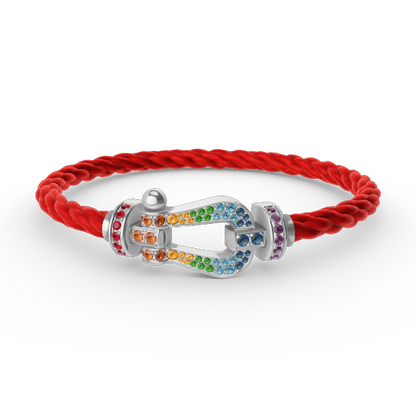 [Lumi Jewels]FORC LARGE HORSESHOE  COLORED DIAMOND BRACELET SILVER
