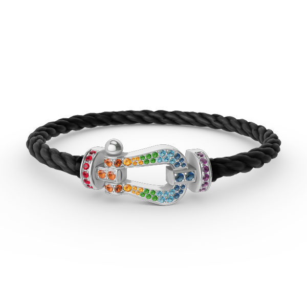[Lumi Jewels]FORC LARGE HORSESHOE  COLORED DIAMOND BRACELET SILVER