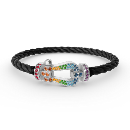 [Lumi Jewels]FORC LARGE HORSESHOE  COLORED DIAMOND BRACELET SILVER