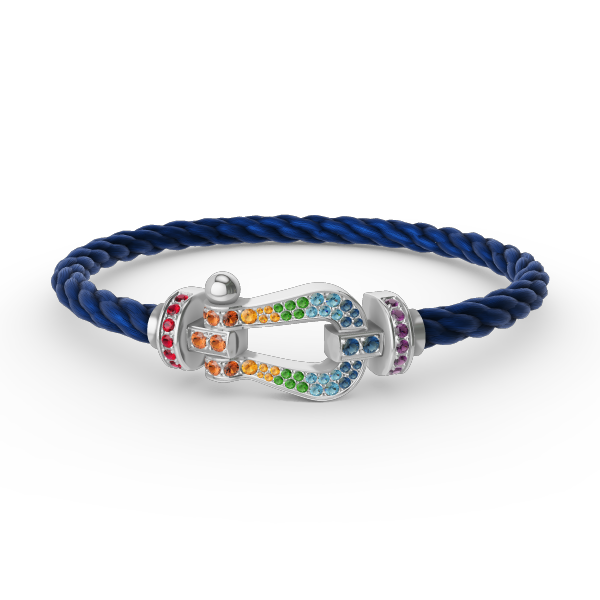 [Lumi Jewels]FORC LARGE HORSESHOE  COLORED DIAMOND BRACELET SILVER