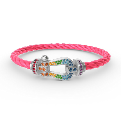 [Lumi Jewels]FORC LARGE HORSESHOE  COLORED DIAMOND BRACELET SILVER