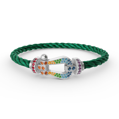 [Lumi Jewels]FORC LARGE HORSESHOE  COLORED DIAMOND BRACELET SILVER