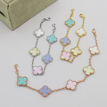 [Lumi Jewellery]Four‑Leaf Clover Summer Colorful Dopamine Bracelet