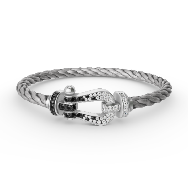 [Lumi Jewels]FORCE LARGE HORSESHOE BLACK WHITE DIAMOND BRACELET SILVER