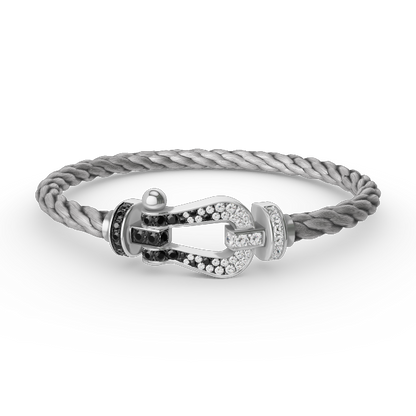 [Lumi Jewels]FORCE LARGE HORSESHOE BLACK WHITE DIAMOND BRACELET SILVER