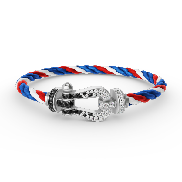 [Lumi Jewels]FORCE LARGE HORSESHOE BLACK WHITE DIAMOND BRACELET SILVER