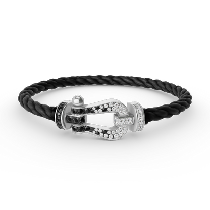 [Lumi Jewels]FORCE LARGE HORSESHOE BLACK WHITE DIAMOND BRACELET SILVER