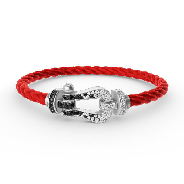 [Lumi Jewels]FORCE LARGE HORSESHOE BLACK WHITE DIAMOND BRACELET SILVER