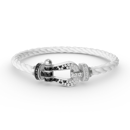 [Lumi Jewels]FORCE LARGE HORSESHOE BLACK WHITE DIAMOND BRACELET SILVER