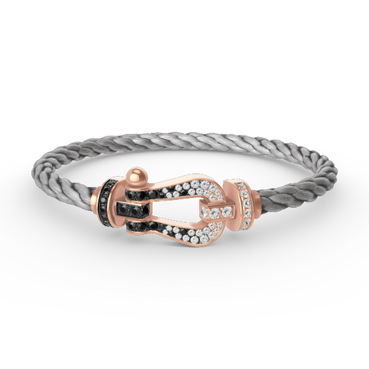 [Lumi Jewels]FORCE LARGE HORSESHOE BLACK WHITE DIAMOND BRACELET ROSE GOLD