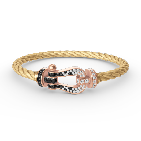 [Lumi Jewels]FORCE LARGE HORSESHOE BLACK WHITE DIAMOND BRACELET ROSE GOLD