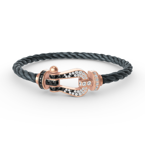 [Lumi Jewels]FORCE LARGE HORSESHOE BLACK WHITE DIAMOND BRACELET ROSE GOLD