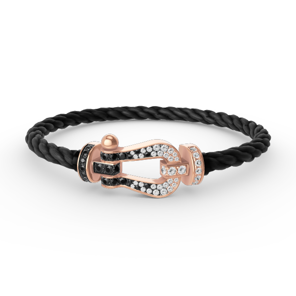 [Lumi Jewels]FORCE LARGE HORSESHOE BLACK WHITE DIAMOND BRACELET ROSE GOLD