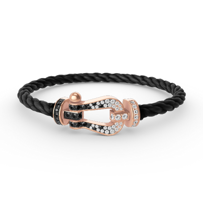 [Lumi Jewels]FORCE LARGE HORSESHOE BLACK WHITE DIAMOND BRACELET ROSE GOLD