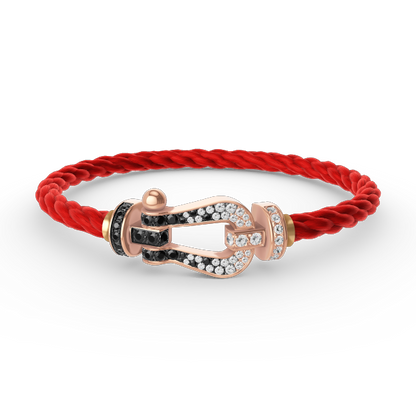 [Lumi Jewels]FORCE LARGE HORSESHOE BLACK WHITE DIAMOND BRACELET ROSE GOLD