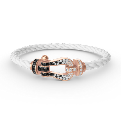[Lumi Jewels]FORCE LARGE HORSESHOE BLACK WHITE DIAMOND BRACELET ROSE GOLD