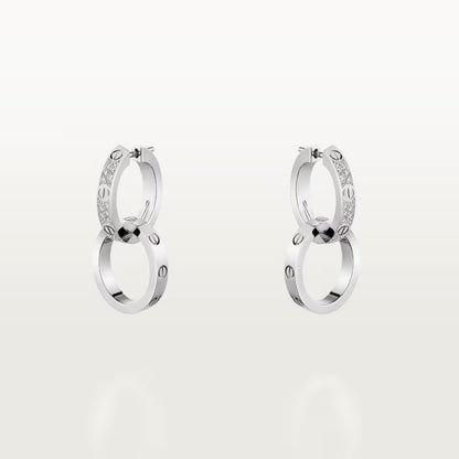 [Lumi Jewelery]LOVE 3.3MM DANGLE HALF DIAMOND EARRINGS