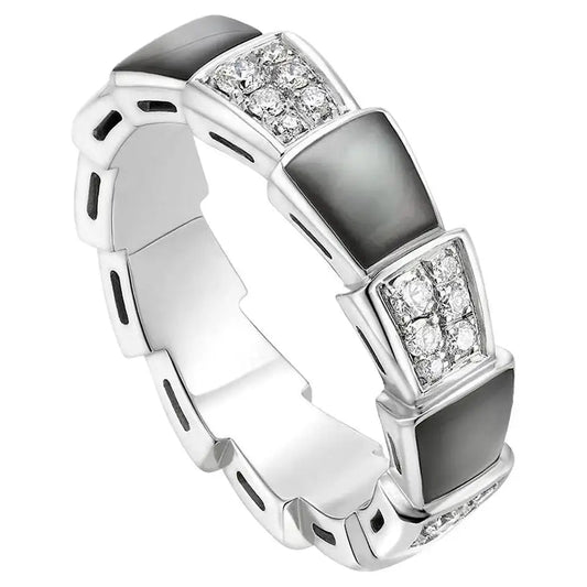 [Lumi Jewels]SERPENTI RING SILVER DIAMOND BLACK MOP 4MM