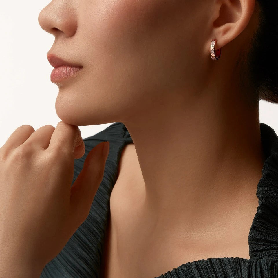 [Lumi Jewelery]LOVE 3.3MM DANGLE HALF DIAMOND EARRINGS