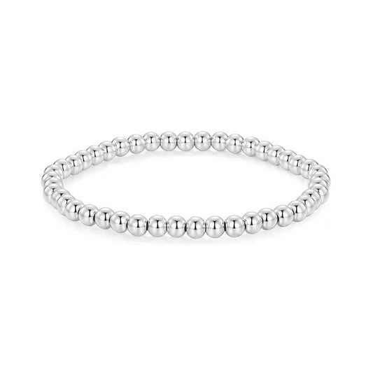 Bracelet boule de perles élastique or blanc
