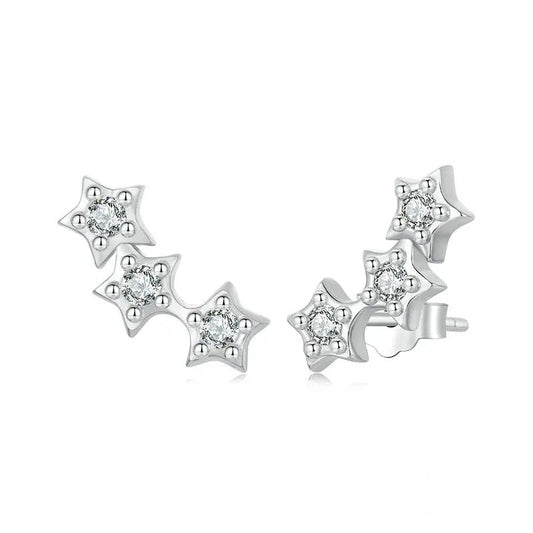 Boucles d'oreilles clous petites étoiles argentées pour femmes et adolescentes