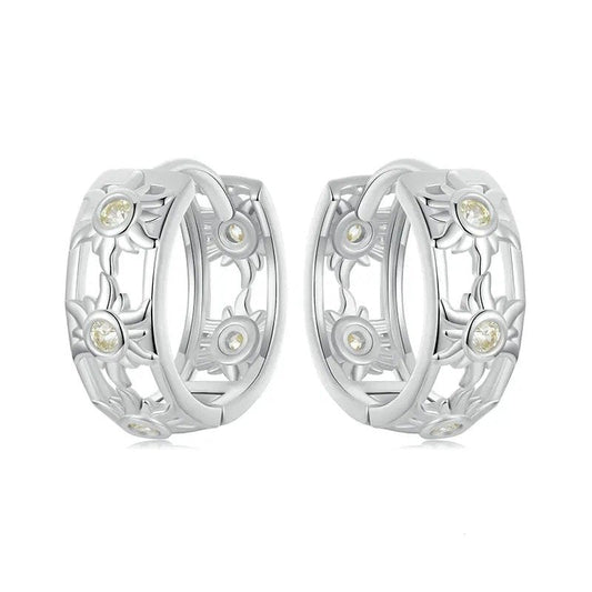 Boucles d'oreilles créoles « Amour Infini » plaqué or blanc, légères, pour cartilage