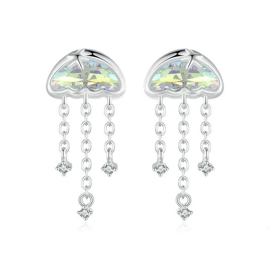 Boucles d'oreilles clous méduses irisées pour femmes adolescentes