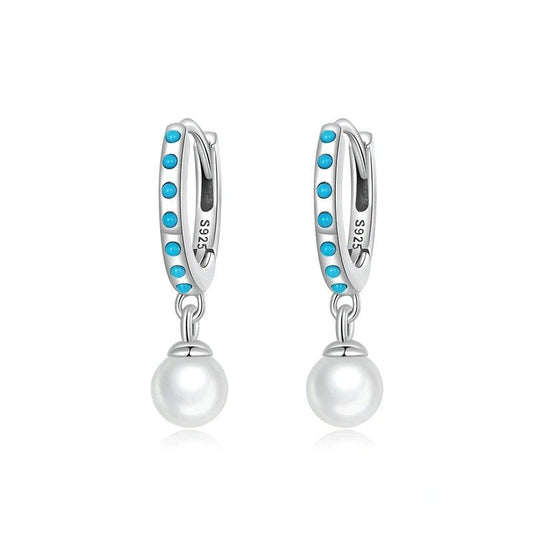 Boucles d'oreilles pendantes en turquoise, boucles d'oreilles pendantes en perles coquillage