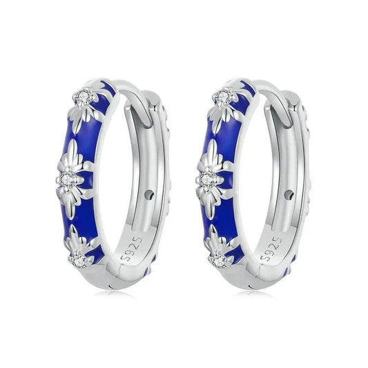 Boucles d'oreilles créoles « Amour Infini » plaqué or blanc, légères, pour cartilage