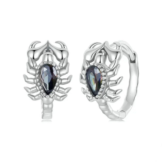 Boucles d'oreilles créoles Scorpion vintage, animal, hypoallergéniques