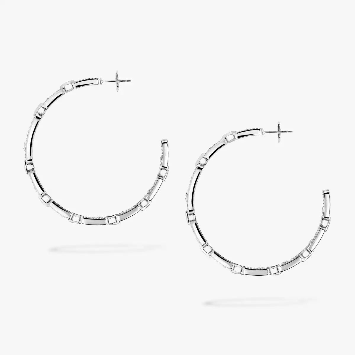 [[Lumi]Move Link Diamond Hoop Earrings