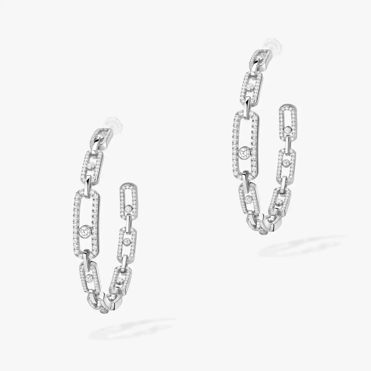 [[Lumi]Move Link Diamond Hoop Earrings