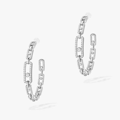 [[Lumi]Move Link Diamond Hoop Earrings