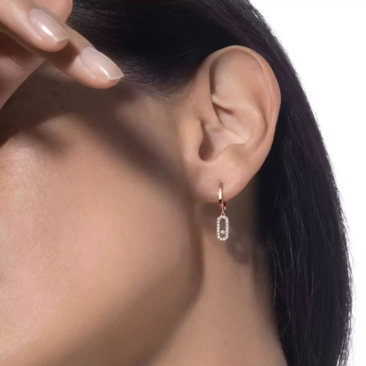 [Lumi]Move Uno Single Diamond Hoop Earring