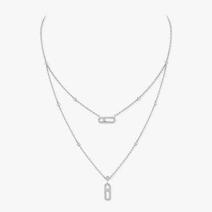 [Lumi]2 Rows Rose Gold Diamond Pave_ Necklace Move Uno