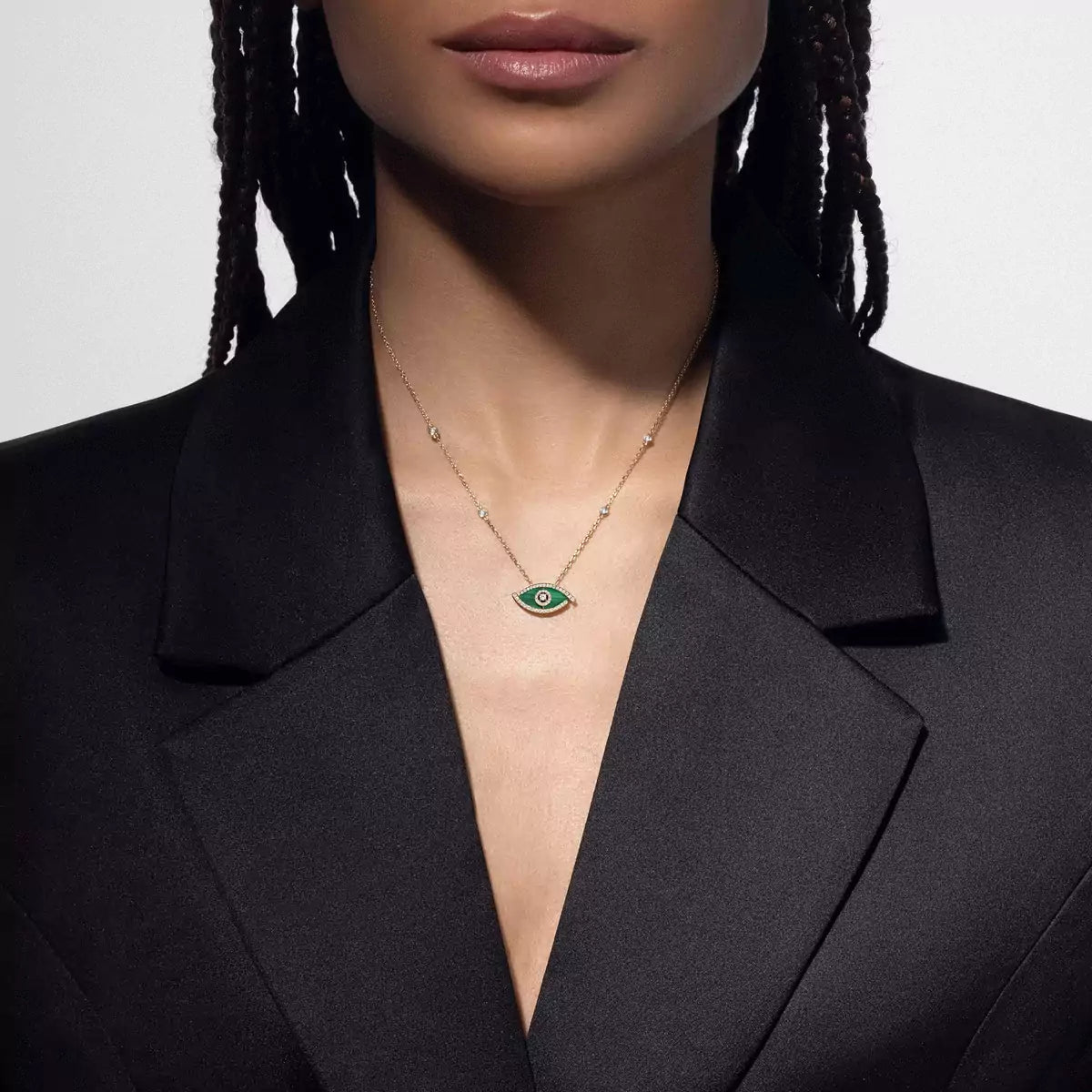 [Lumi]Lucky Eye Diamond Necklace in Rose Gold and Turquoise
