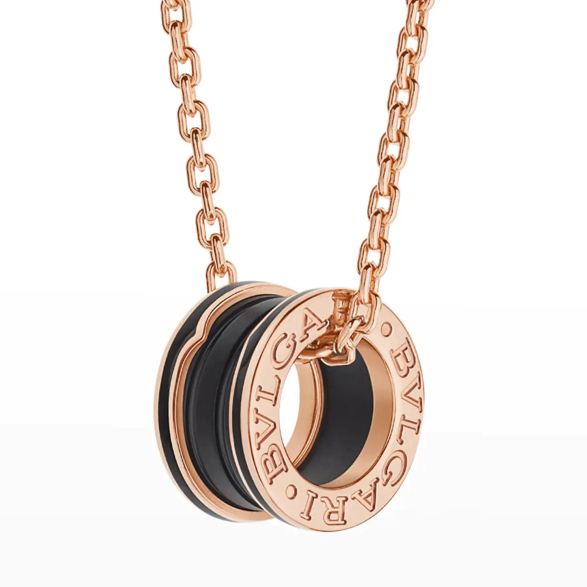 [Lumi Jewels]ZERO 1 BLACK CERAMIC PINK GOLD NECKLACE